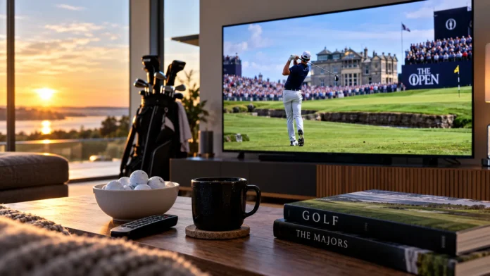Golfabend im goldenen Wohnzimmer Golfabend im TV im heimischen Wohnzimmer